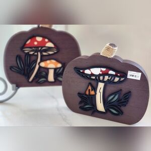 3D Cottagecore Mushroom Wooden‎ Wall Art New With Tag Set Of Two